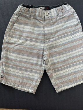 2 pair of Micros Boys' Gray & Tan Striped Flat-Front Shorts